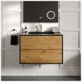 thumbnail image 1 of Eviva Vienna 36 in. Oak Black Wall Mount Bathroom Vanity with White Integrated Acrylic Sink, 1 of 7