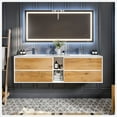 thumbnail image 1 of Eviva Vienna 75 inch Oak White Wall Mount Bathroom Vanity with White Integrated Acrylic Sinks, 1 of 6