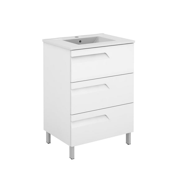 Eviva Vitta 39" White Modern Bathroom Vanity with White Integrated Porcelain Sink