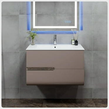 Eviva Ways 32" Wall Mount Bathroom Vanity in Mocha