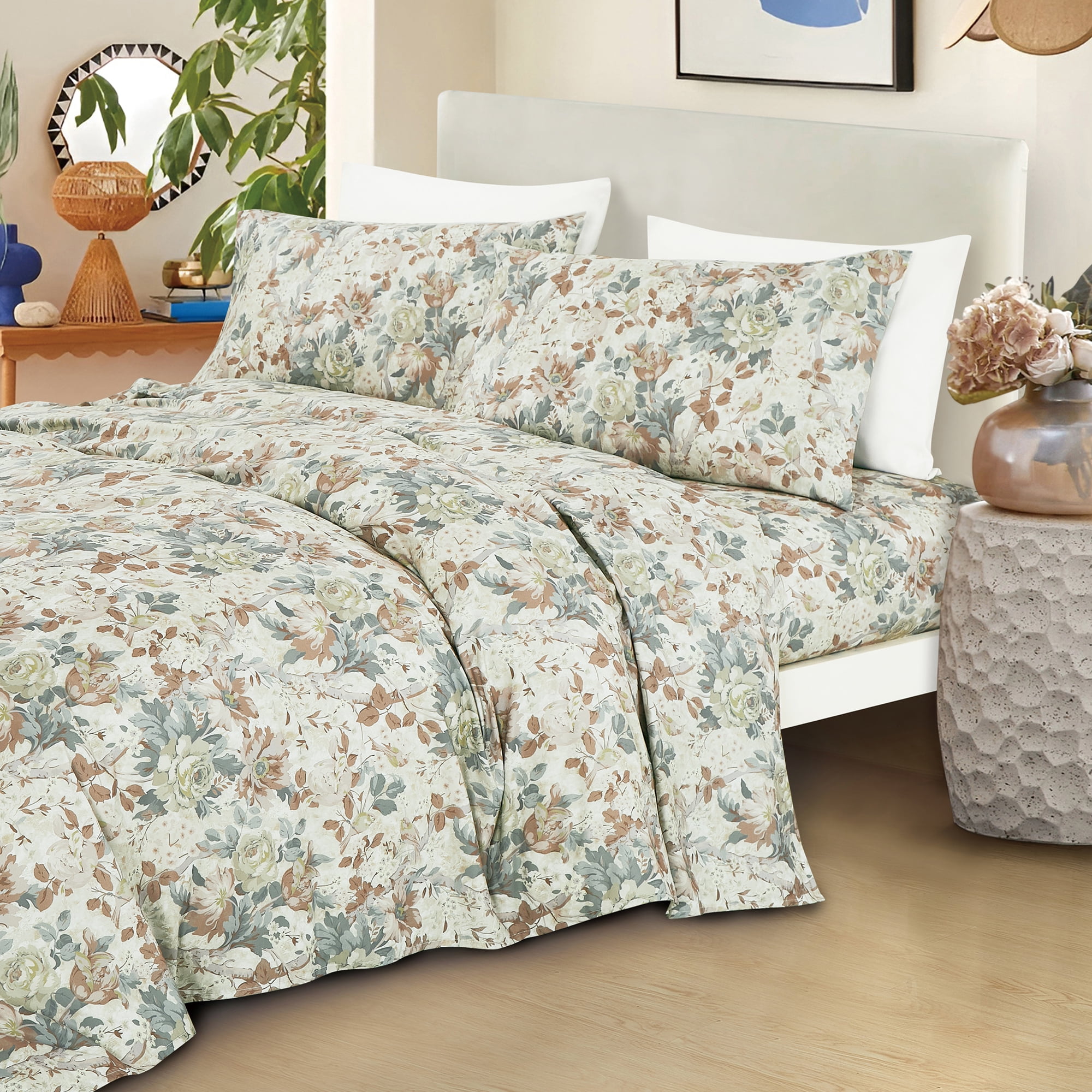 Evjk 3-4 PC Jcrown Sheet Set, Modern Print, Luxury Comfort, Twin