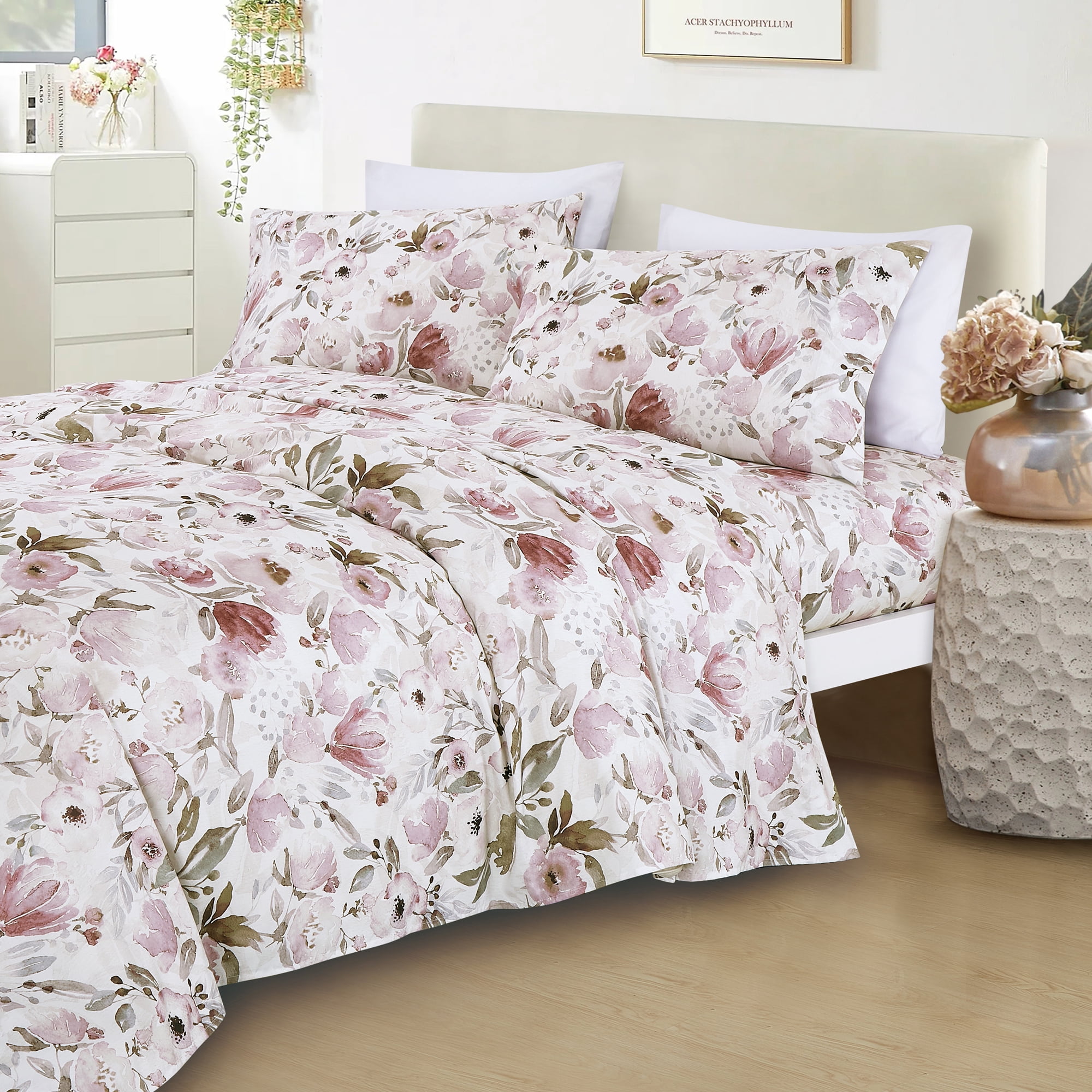 Evjk 3-4 PC Jcrown Sheet Set, Sophisticated Print, Plush Feel, Queen