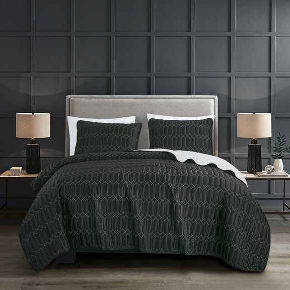 Evjk 3-Piece Decorative Lightweight Bedspread Set – Breathable, Satin with Minimalist Solid, Queen