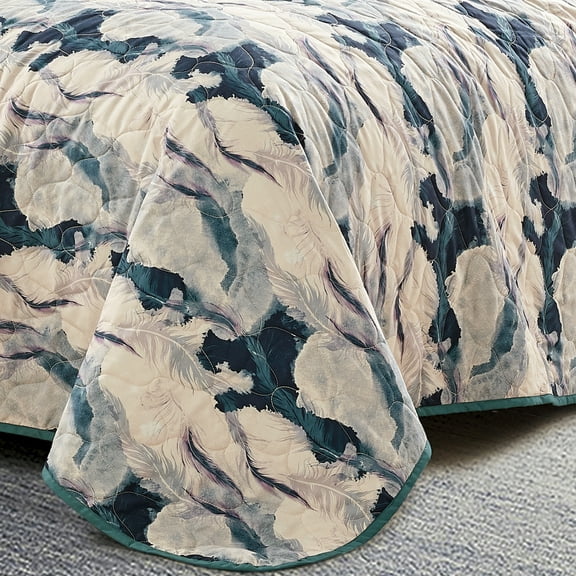 Evjk 3-Piece Decorative Lightweight Bedspread Set – Durable, Microfiber with Bold Print, QUEEN