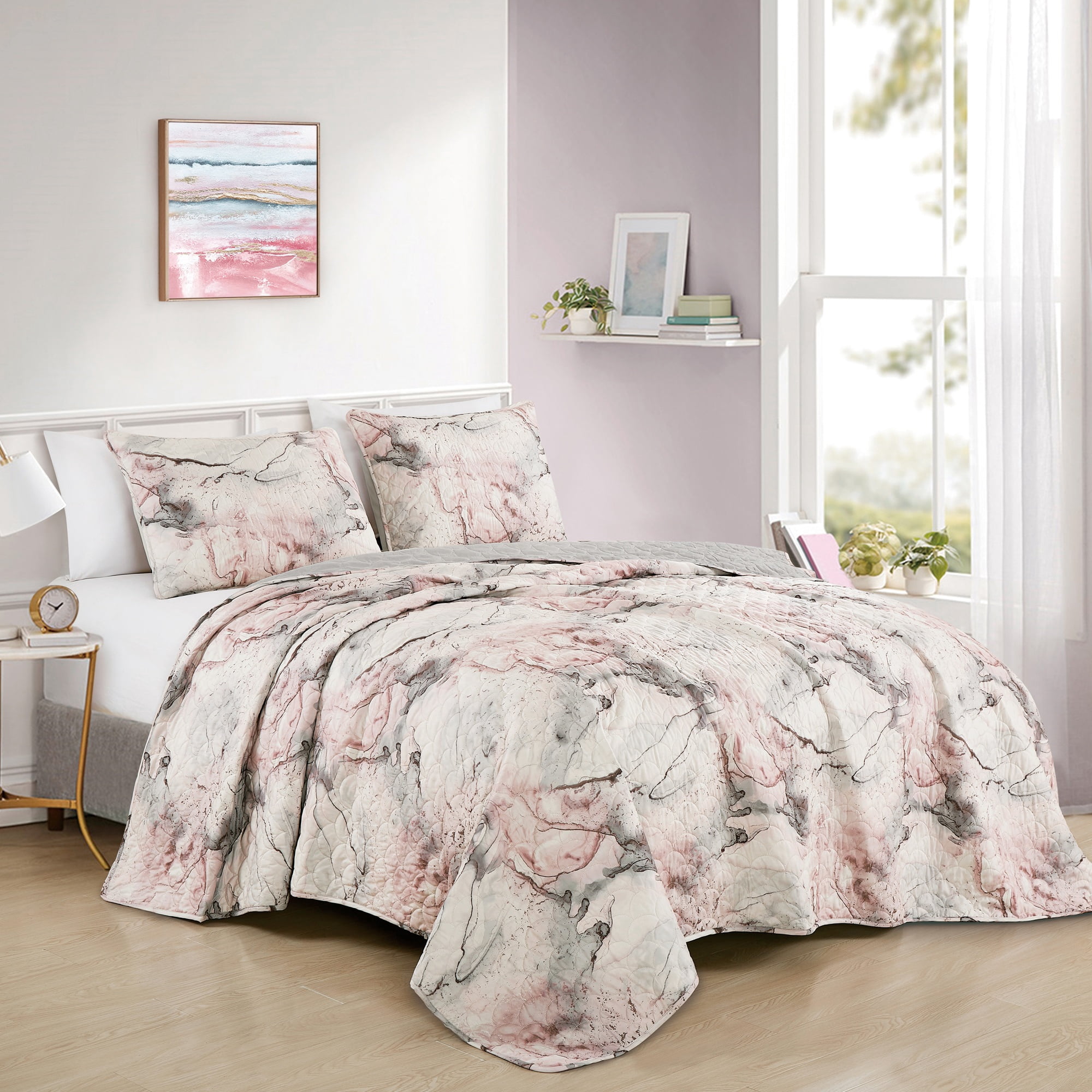 Evjk 3-Piece Decorative Lightweight Bedspread Set – Durable, Microfiber with Bold Print, Queen