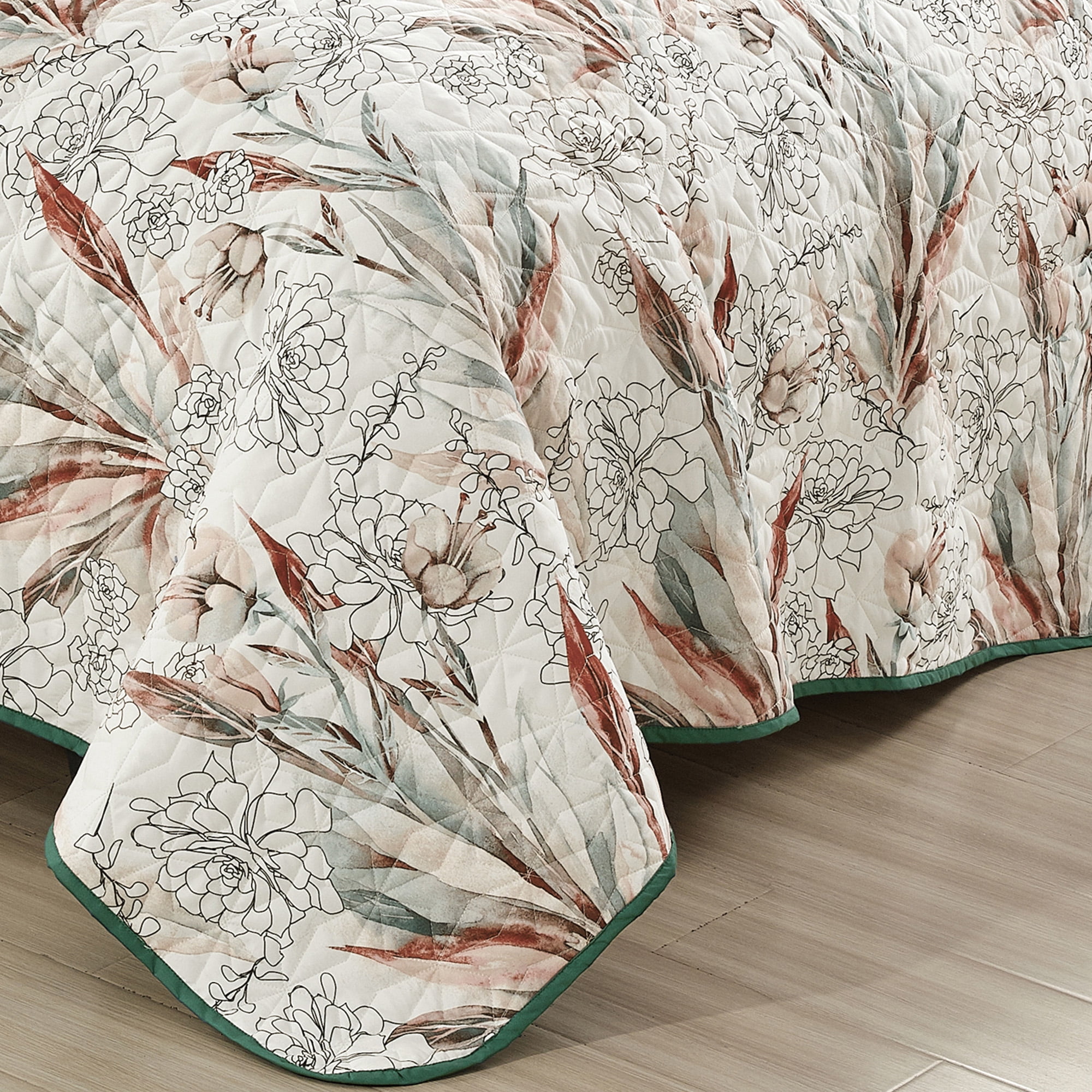 Evjk 3-Piece Decorative Lightweight Bedspread Set – Durable, Microfiber with Decorative Print, King