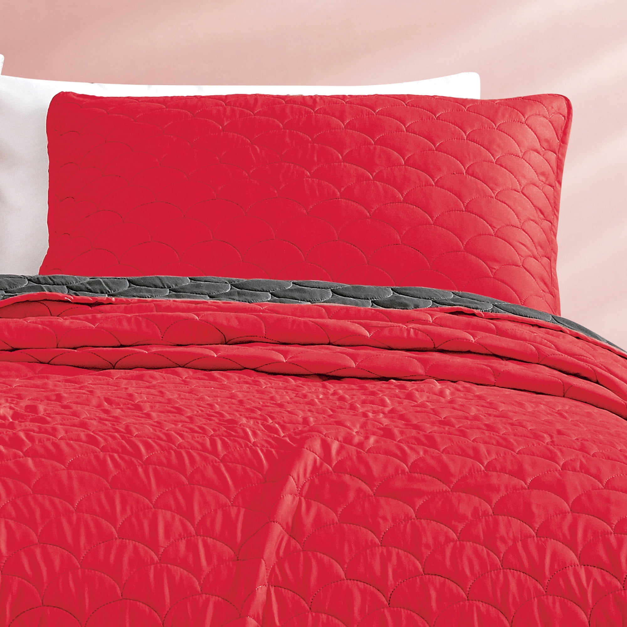 Evjk 3-Piece Decorative Lightweight Bedspread Set – Durable, Microfiber with Decorative Solid, QUEEN