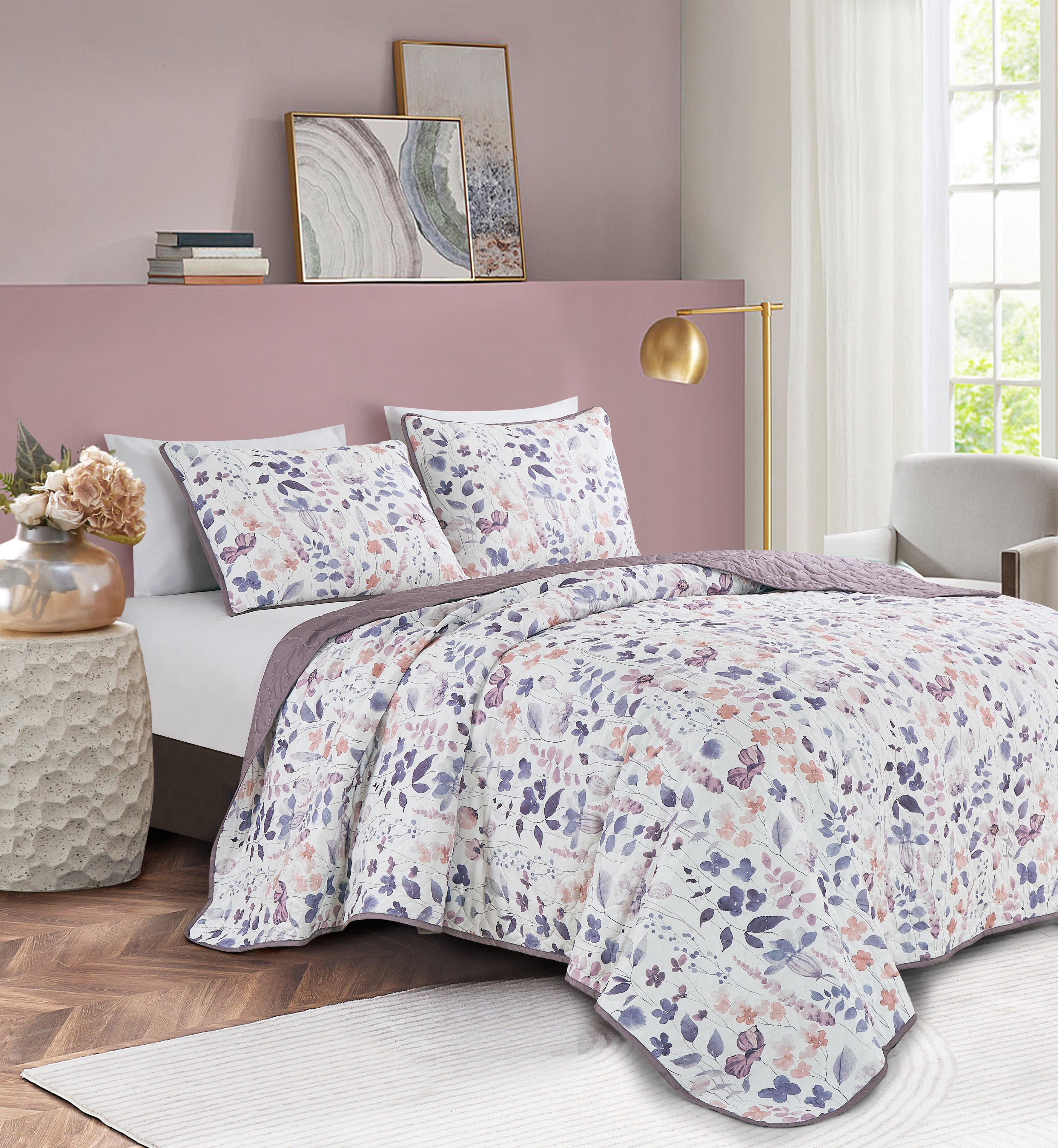 Evjk 3-Piece Decorative Lightweight Bedspread Set – Oversized, Microfiber with Vibrant Print, Queen