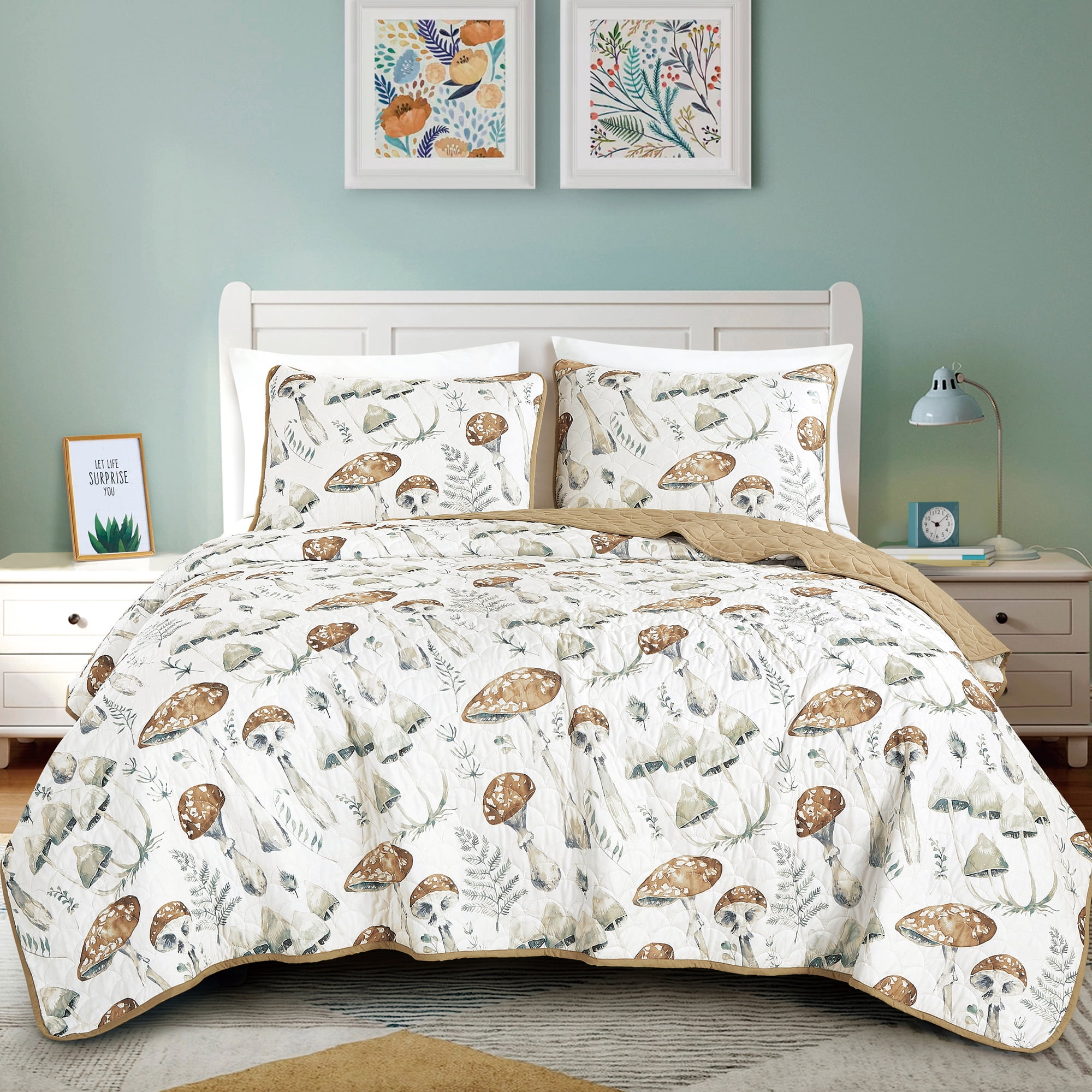 Evjk 3-Piece Decorative Lightweight Bedspread Set – Soft, Microfiber with Classic Print, Queen