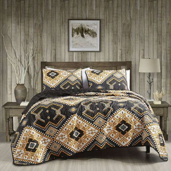 Evjk 3-Piece Decorative Lightweight Bedspread Set – Soft, Microfiber with Classic Print, Queen