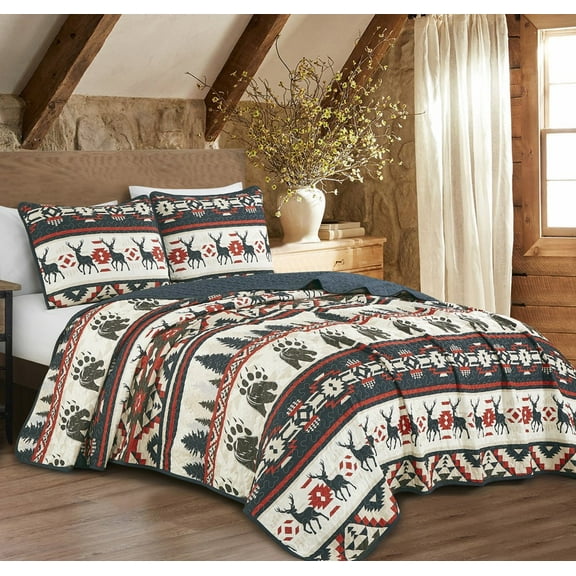 Evjk 3-Piece Decorative Lightweight Bedspread Set – Soft, Microfiber with Elegant Print, QUEEN