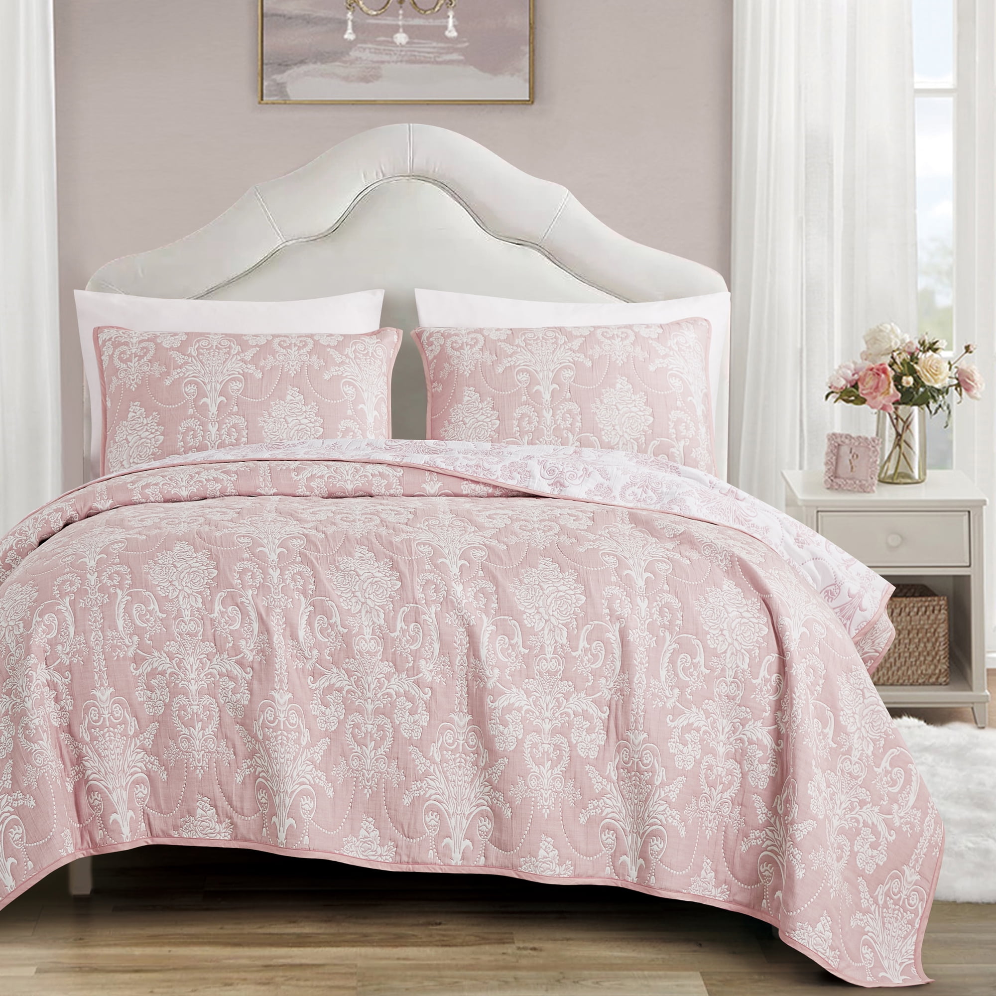 Evjk 3-Piece Matelassé Bedding Set – Elegant, Durable Polycotton Bedspread with Intricate Textured Design, KING