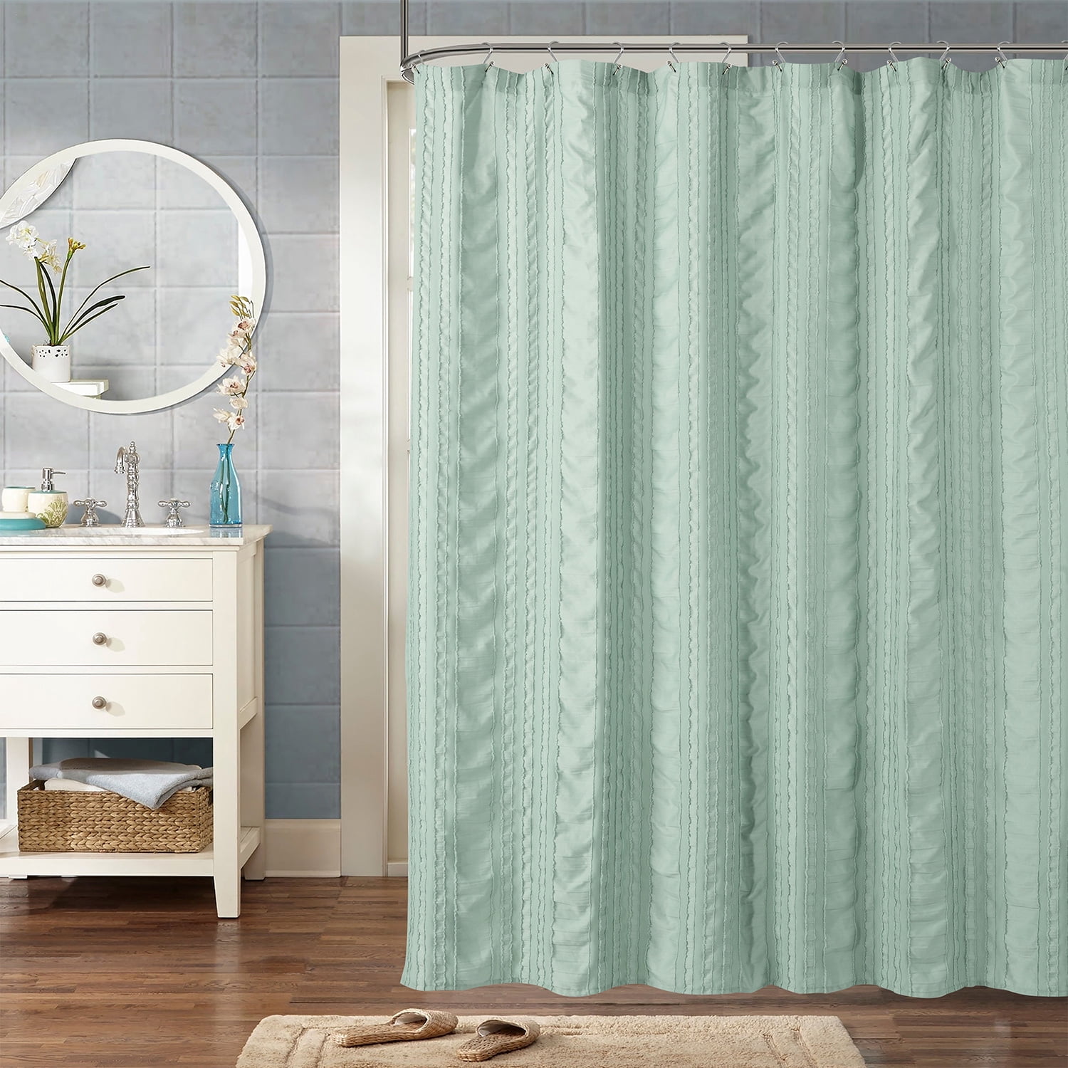 Evjk Bubble Yarn Cut Fabric Shower Curtains for Bathroom, 72"x72",Dusty Green