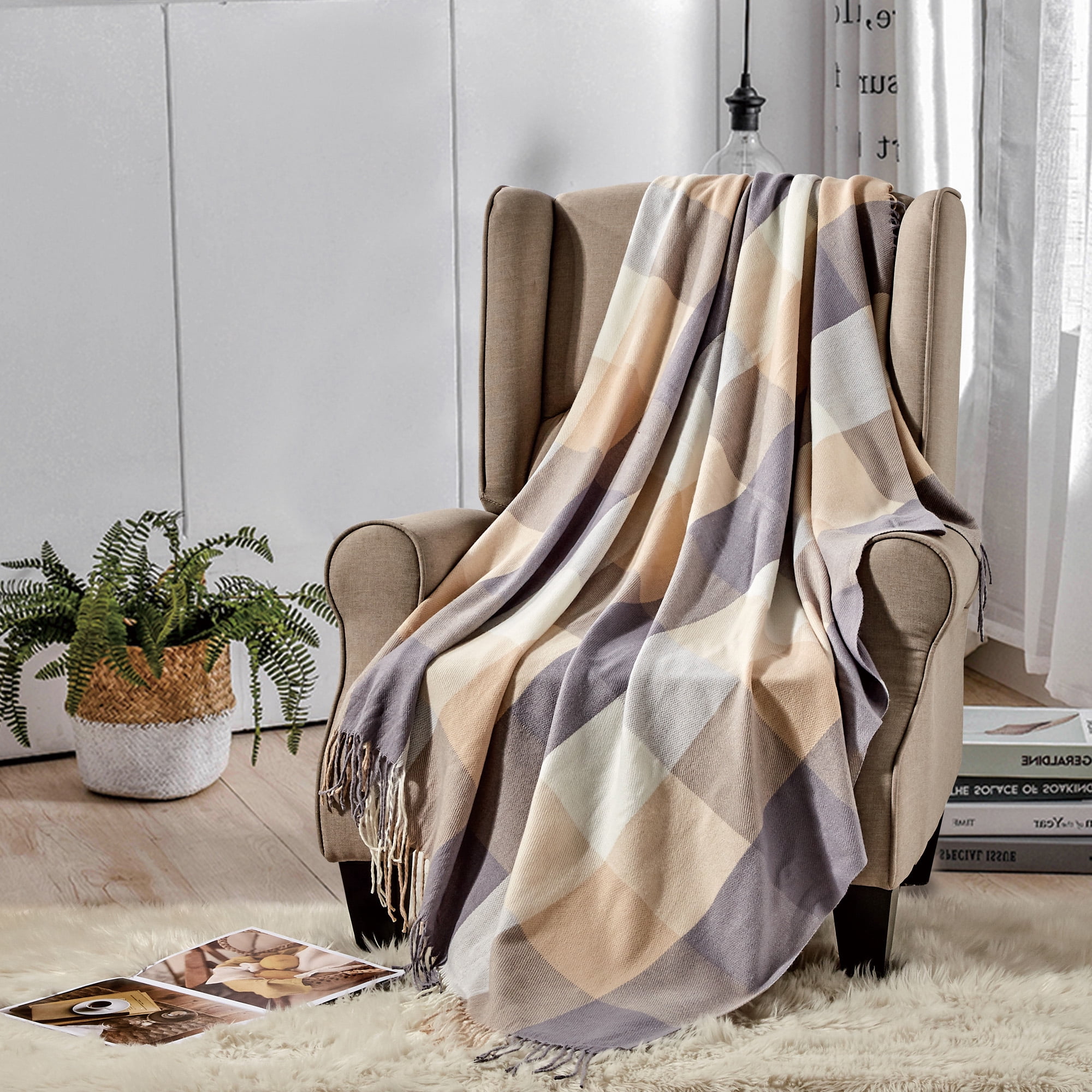 Evjk Luxury Single Piece Throw Blanket – 50"x64", Soft Cozy Decorative Sofa & Bed Accent