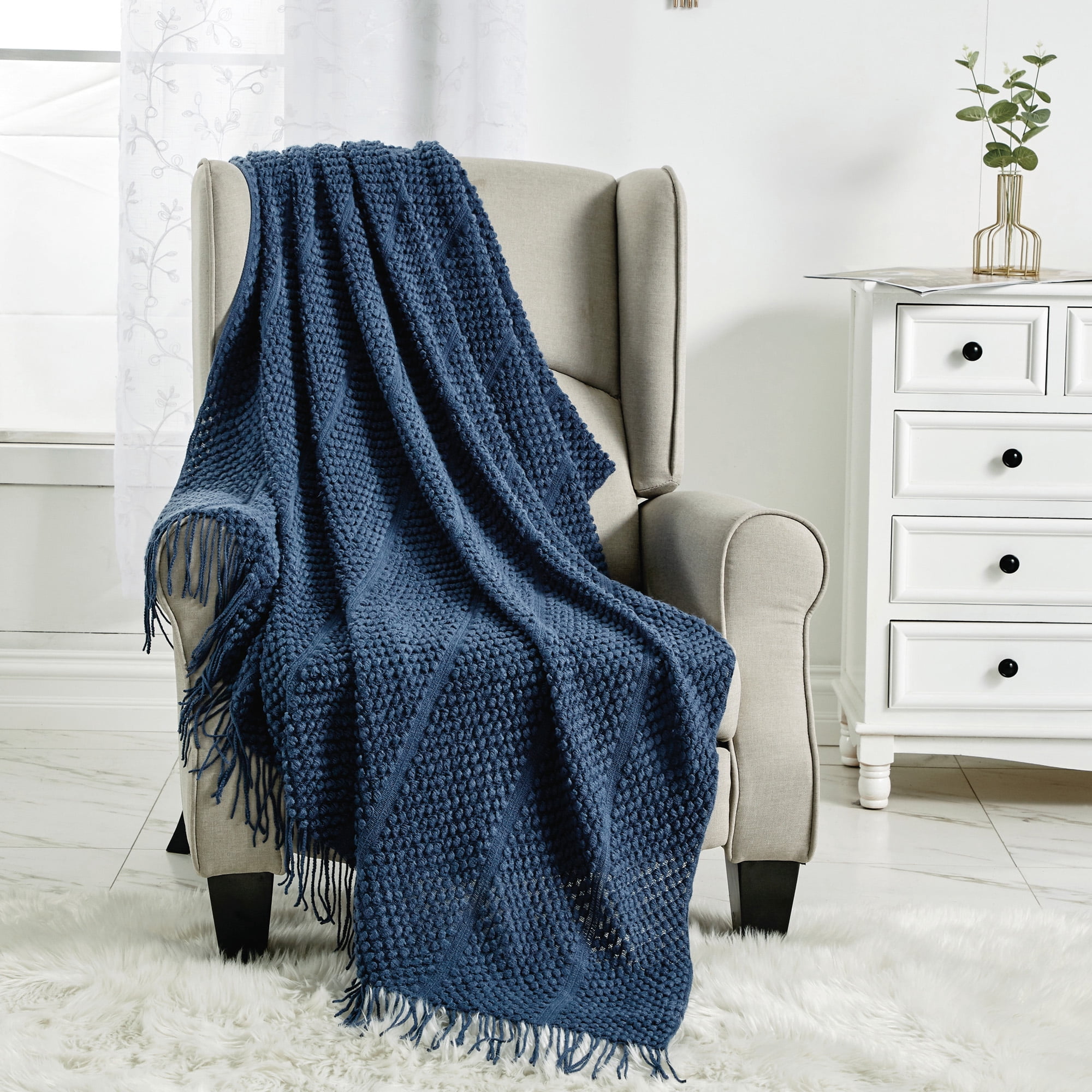Evjk Luxury Single Piece Throw Blanket – 50"x66", Soft Cozy Decorative Sofa & Bed Accent