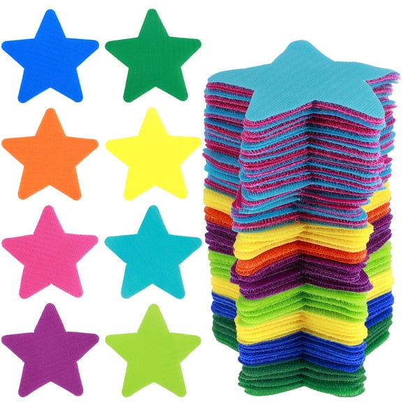 Evjurcn 100Pcs Carpet Markers Floor Dots Star Carpet Markers Cute Colorful Carpet Markers Reusable Washable Round Sit Dot Sticker for Classroom Kindergarten Teacher Supplies