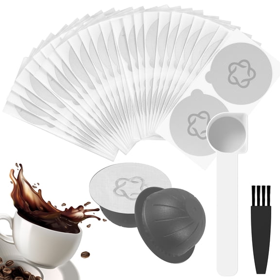 Evjurcn 100Pcs Coffee Pod Seal Lids Aluminum Foil Coffee Capsule Lids with Spoon and Brush 62mm Portable Foil Coffee Pods Cover Leak-Proof Coffee Pod Seal Lids for Reusable Coffee Pods