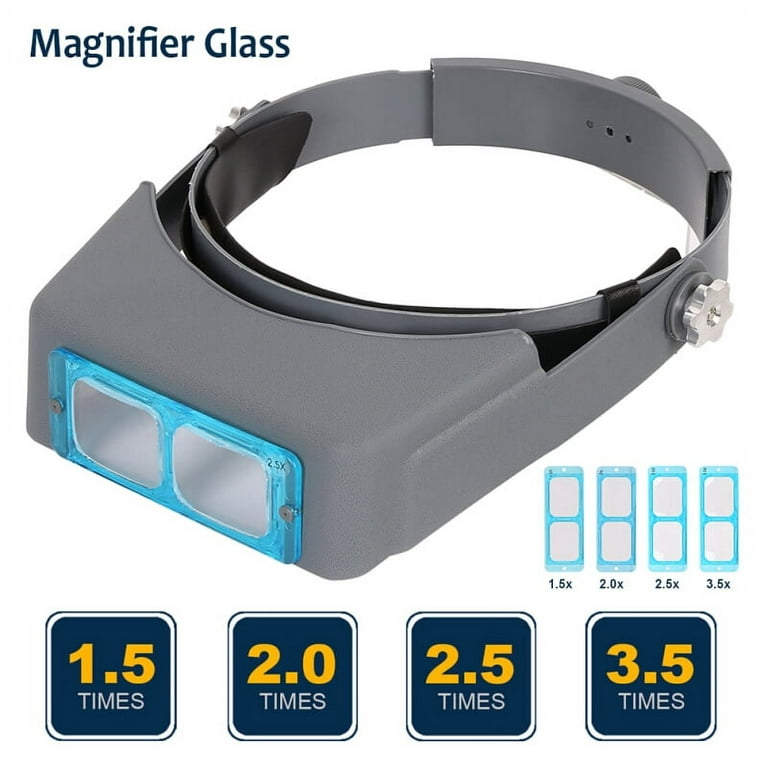 AmsOpto Large Lens Head Magnifier Headband Magnifying Glass with Light  Hands Free 8 LED Magnifier with Cold and Warm Light for Close Work, Sewing