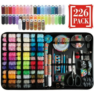Evjurcn 226Pcs Sewing Needle Thread Kit Portable Hand Sewing Supplies Kit Professional Basic Sewing Repair Kit Large Adult Sewing Set with 43 XL Spools Needles Scissors for Home Travel