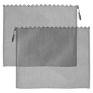 Fireplace Replacement Black Hanging Mesh Curtain Screens Two (2) Panels 17  High X 24 Wide with Pulls