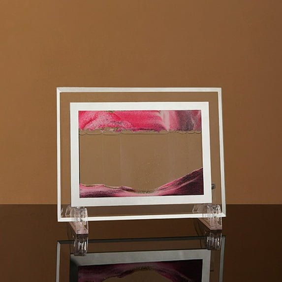 Evjurcn 3D Quicksand Painting Ornament 5 Inches Creative Moving Sand Art Painting Clear Glass Dynamic Sandscapes Decompression Flowing Sand Painting for Home Office Desktop Decoration