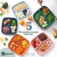 thumbnail image 1 of 5 Pcs Square Divided Plates, 3 Compartments Portion Control Plates, Reusable Plastic Divider Dinner Plates for Kids and Adults, Microwave and Dishwasher Safe, 1 of 6