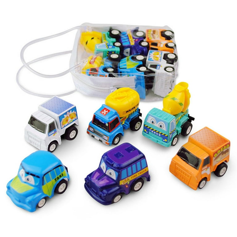 Evjurcn 6Pcs Pull Back Car Toy Toddlers Bulk Vehicles Set Birthday Return  Gifts Girls and Boys Kids Play Set for Class Prizes Treasure Box and Party  Favors 