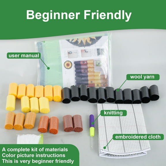 Evjurcn Latch Hook Rug Kit Sunflower Pattern Crochet Latch Hook Rug Kit DIY Hook Carpet Crochet Kits Rug Crochet Yarn Kits Embroidery Rug Kit for Decoration Floor Mats Pet Rugs 50×50cm