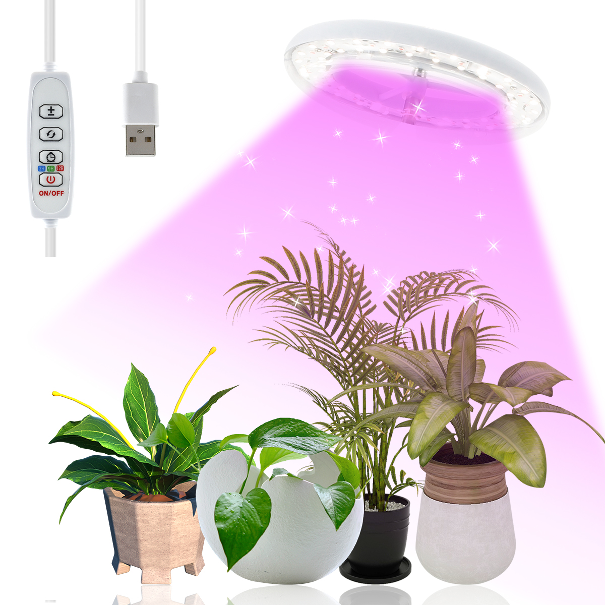 Evjurcn Plant Grow Light Full Spectrum 360° Rotating LED Growing Lamp ...