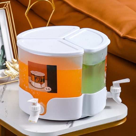 Evjurcn Plastic Beverage Dispenser, 5.1L Party Drink Dispenser with Faucet, 3 in 1 Removable Beverage Dispenser for Iced Tea Coffee Lemonade