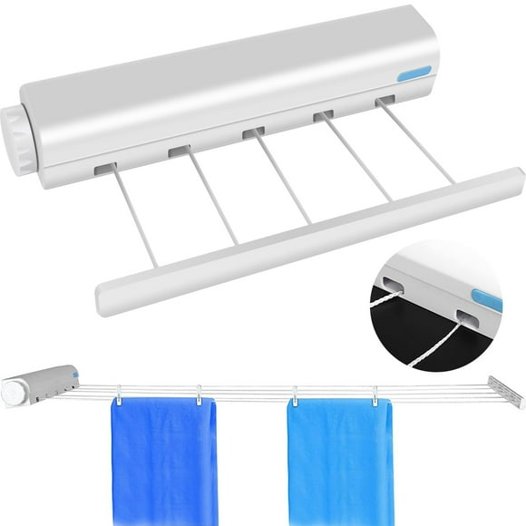 Evjurcn Retractable Clothesline Telescopic Clothesline 5-Line Clothes Drying Rope Hanger for Indoor Outdoor Supplies Wall Mounted Clothes Dryer Line
