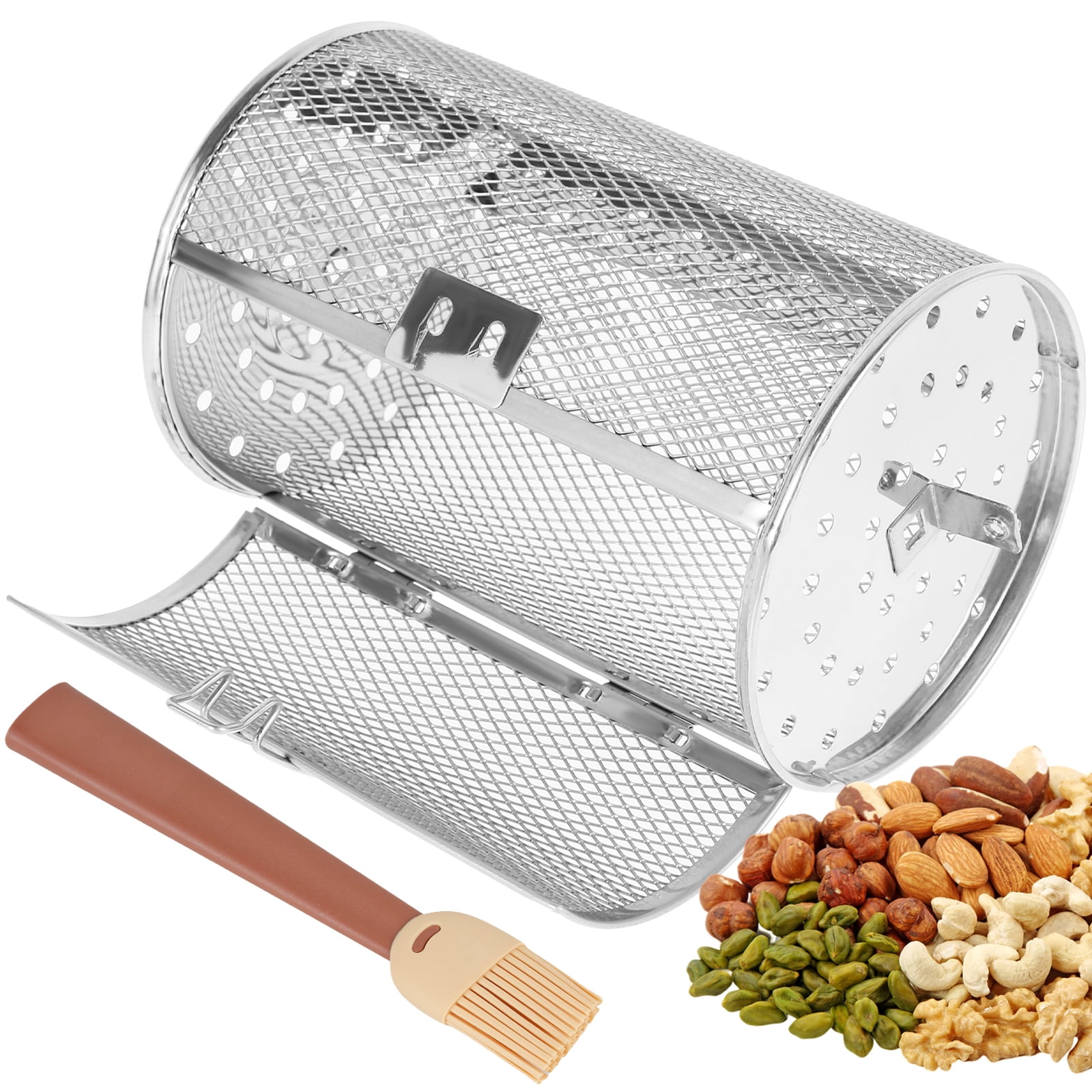 Evjurcn Rotisserie Grill Roaster Drum Stainless Steel Beans Peanut