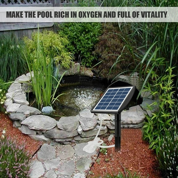Evjurcn Solar Oxygen Pump Solar Water Air Pump High Efficiency Oxygenation Device 2W Fish Tank Oxygenator 1L Two Mode Outdoor Air Oxygen Pump Aerator for Pond Pool Garden Decoration