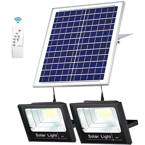 Evjurcn Solar Wall Light High Brightness Light Sensor Solar Spotlight with Remote Control and Timing Function Outdoor Solar Flood Lights IP67 Waterproof Solar Light Reusable for Garden Garage Patio
