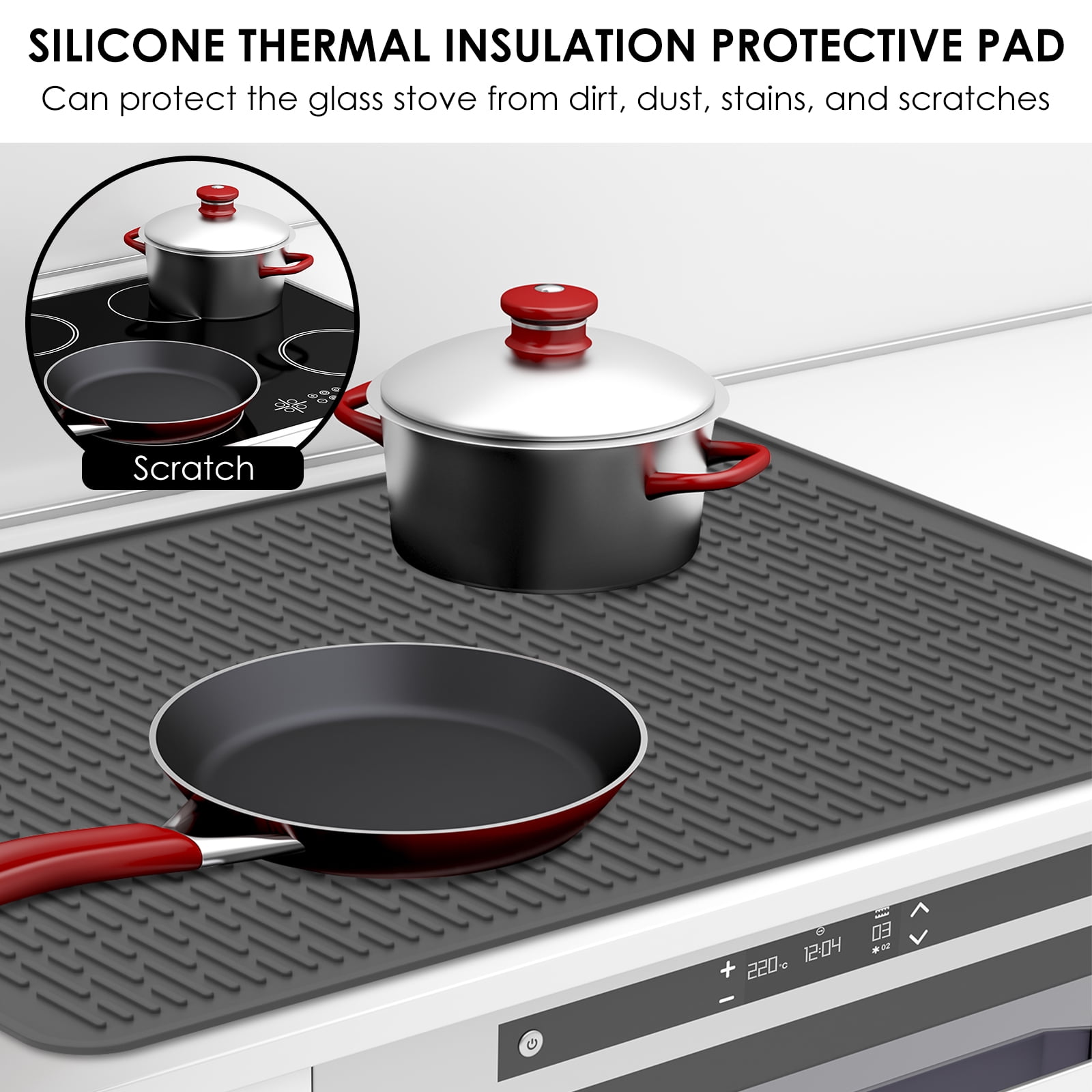 Evjurcn Silicone Stove Top Covers for Electric Stove, 28 x 20 Inch Cooktop Protector Mat, Stove Top Protector For Extra Kitchen Space,Heat Resistant Glass Cooktop Protector Mat