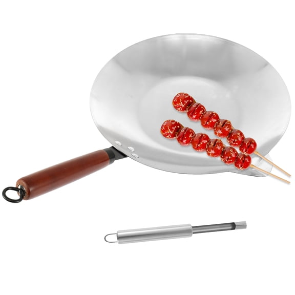 Evjurcn Sugar Dipping Pan with Removable Handle Flat Bottomed Candy Melting Pot with Long Pour Spout Stainless Steel Tanghulu Sugar Pan Portable Candy Melter Pot for Melting Chocolate Candy