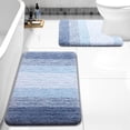 thumbnail image 1 of Evlmd Bathroom Rugs Sets 2 Piece, Soft Absorbent Microfiber Bath Rug Set, Non-Slip, Machine Wash Dry, Plush Shaggy Bath Mats for Bathroom (24"x16"+U-24"x20", Blue), 1 of 6