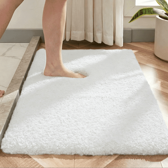 Evlmd Bathroom Rugs, Shaggy Soft and Absorbent Bath Rug, Non-Slip, Thick Plush Machine Washable Dry Bath Mats for Bathroom, Tub and Shower, 24" x 36"