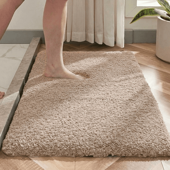 Evlmd Bathroom Rugs, Shaggy Soft and Absorbent Bath Rug, Non-Slip, Thick Plush Machine Washable Dry Bath Mats for Bathroom, Tub and Shower, 32" x 20"