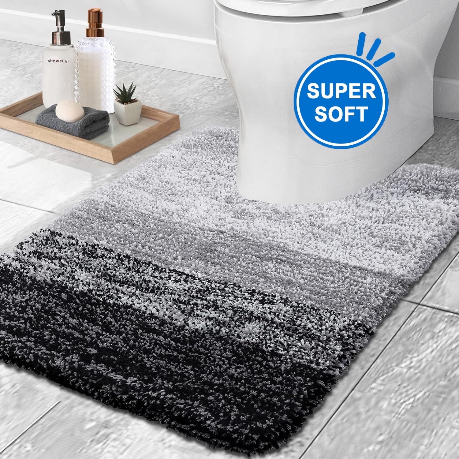 Evlmd Black Bathroom Rugs Mat, Large Bath Rug for Bathroom Floor Non ...