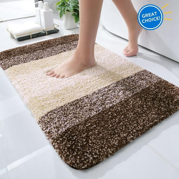 Evlmd Brown Bathroom Rugs Mat, Large Bath Rug for Bathroom Floor Non-Slip, Super Elastic Soft Easier to Dry Bath Shower Mat Runner, Machine Washable Bath Mat, 16" x 24"