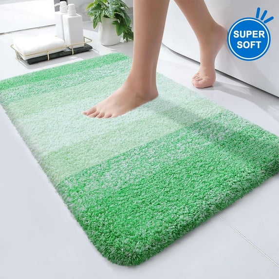 Evlmd Cyan Bathroom Rugs Mat, Large Bath Rug for Bathroom Floor Non-Slip, Super Elastic Soft Easier to Dry Bath Shower Mat Runner, Machine Washable Bath Mat, 16" x 24"