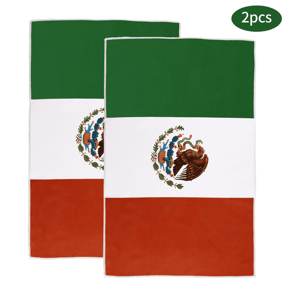 Evlmd 2 PCS Oversized Sand-Free Microfiber Beach Towel, 30" x 60", Mexico Flag-Inspired Design, Quick Dry Lightweight Towel, Soft & Absorbent, Compact Travel Towel for Beach & Pool