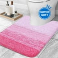 thumbnail image 1 of Evlmd Pink Bathroom Rugs Mat, Large Bath Rug for Bathroom Floor Non-Slip, Super Elastic Soft Easier to Dry Bath Shower Mat Runner, Machine Washable Bath Mat, 20" x 24" Contour Rug, 1 of 6