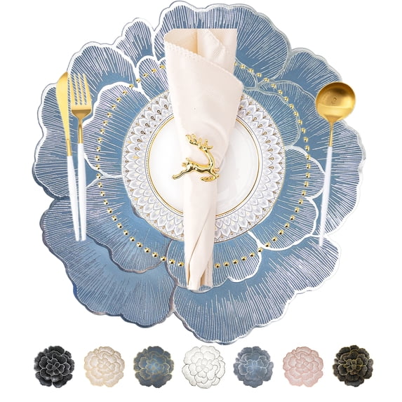 Evlmd Placemats Set of 4, Round Rose Flowers Placemats,15" Heat Resistant Non-Slip Table Mats for Dining, Wedding, Party, Kitchen Decoration