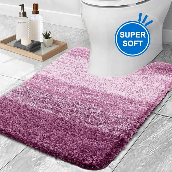 Evlmd Purple Bathroom Rugs Mat, Large Bath Rug for Bathroom Floor Non-Slip, Super Elastic Soft Easier to Dry Bath Shower Mat Runner, Machine Washable Bath Mat, 20" x 24" Contour Rug