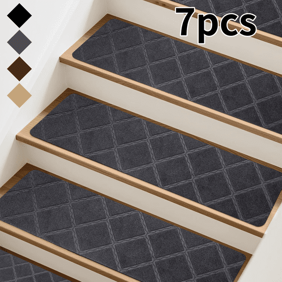 Merida Stair Rug Evlmd Stair Treads Carpet Non-Slip Indoor, 7 pcs Wood Stair Treads Rugs ...