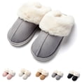 thumbnail image 1 of Evlmd Fuzzy House Slippers for Women, Memory Foam Fluffy Soft Warm Slip On House Slippers, Anti-Skid Cozy Plush for Indoor Outdoor, 1 of 7