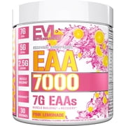 Evlution Nutrition EAA7000 - Pre & Post Workout Powder - Muscle Building + Recovery Supplement - 7g Essential Amino Acids + 5g BCAAs - Endurance + Energy Support - 30 Servings - Pink Lemonade
