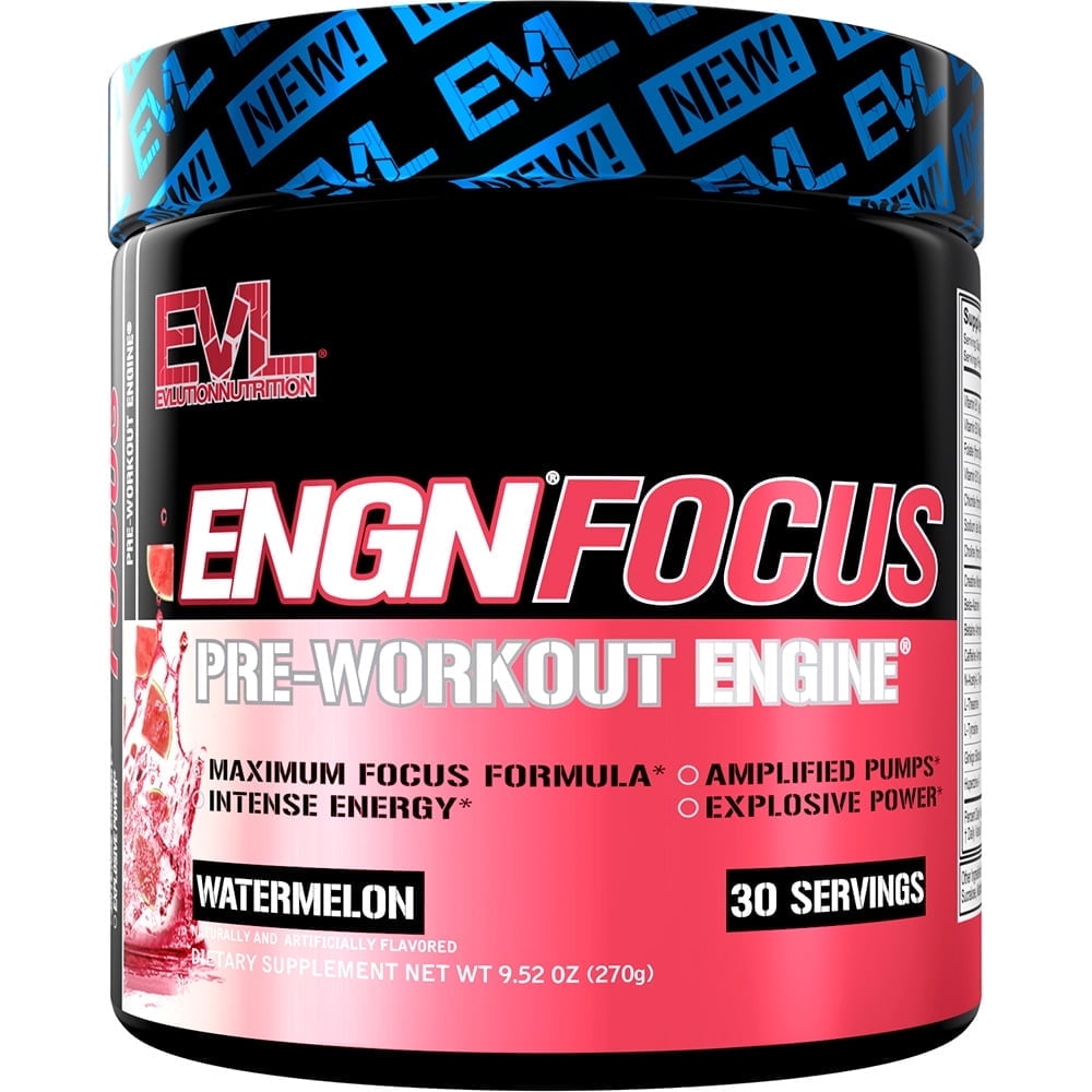 Evlution Nutrition ENGN Focus - Intense Pre-Workout with Creatine - Maximum Focus Formula - Pre-Workout Powder for Lasting Energy & Focus - With Beta-Alanine & Caffeine - 30 Servings - Watermelon